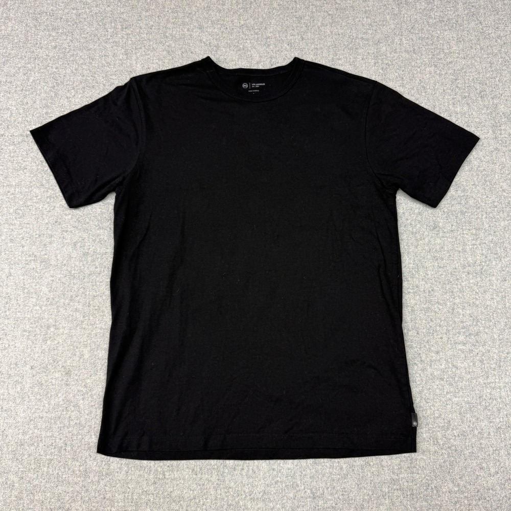 AG Adriano Goldschmied T-Shirt Small Black Cotton Crew Neck Short Sleeve Logo